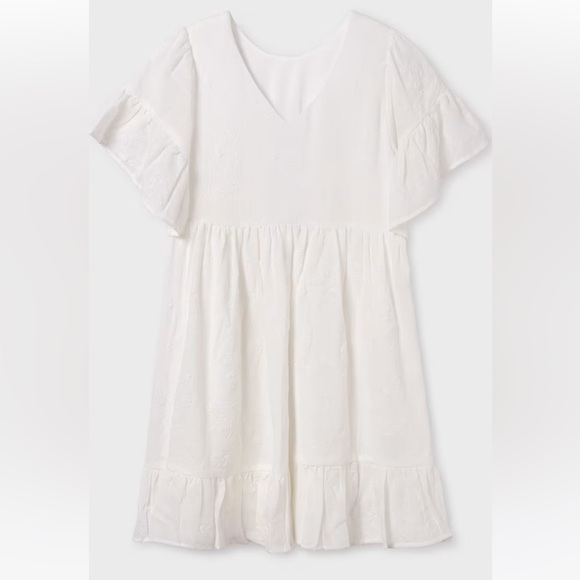 NWT Mayoral Girls Embossed Embroidery Dress White | NWT Mayoral White Dress - Picture 5 of 7
